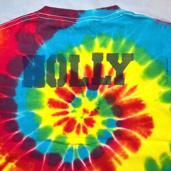 Gildan Girls T Shirt Top Tie Dye Short Sleeve Crew Neck Bright Multicolor Medium - Picture 4 of 6